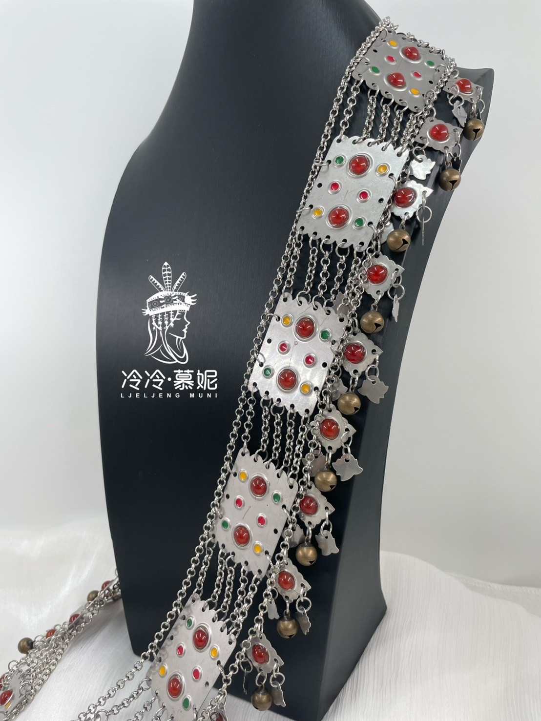 H2-紅瑪瑙鈴鐺方形肩背鏈4.5*172cm