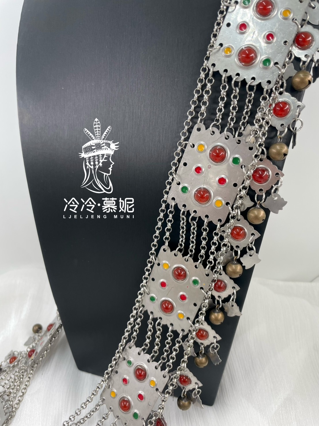 H2-紅瑪瑙鈴鐺方形肩背鏈4.5*172cm