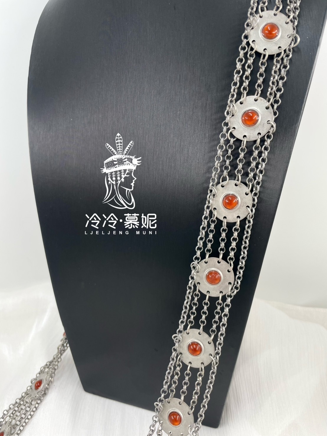 J1-瑪瑙圓形小肩背鏈3.7*119cm