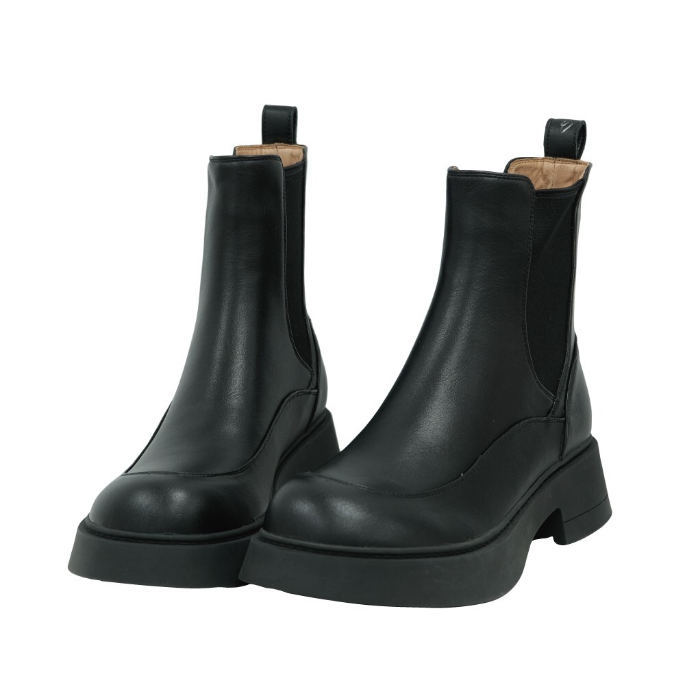 現貨 黑38 卡其37 40 英倫圓頭厚底短靴 -2色