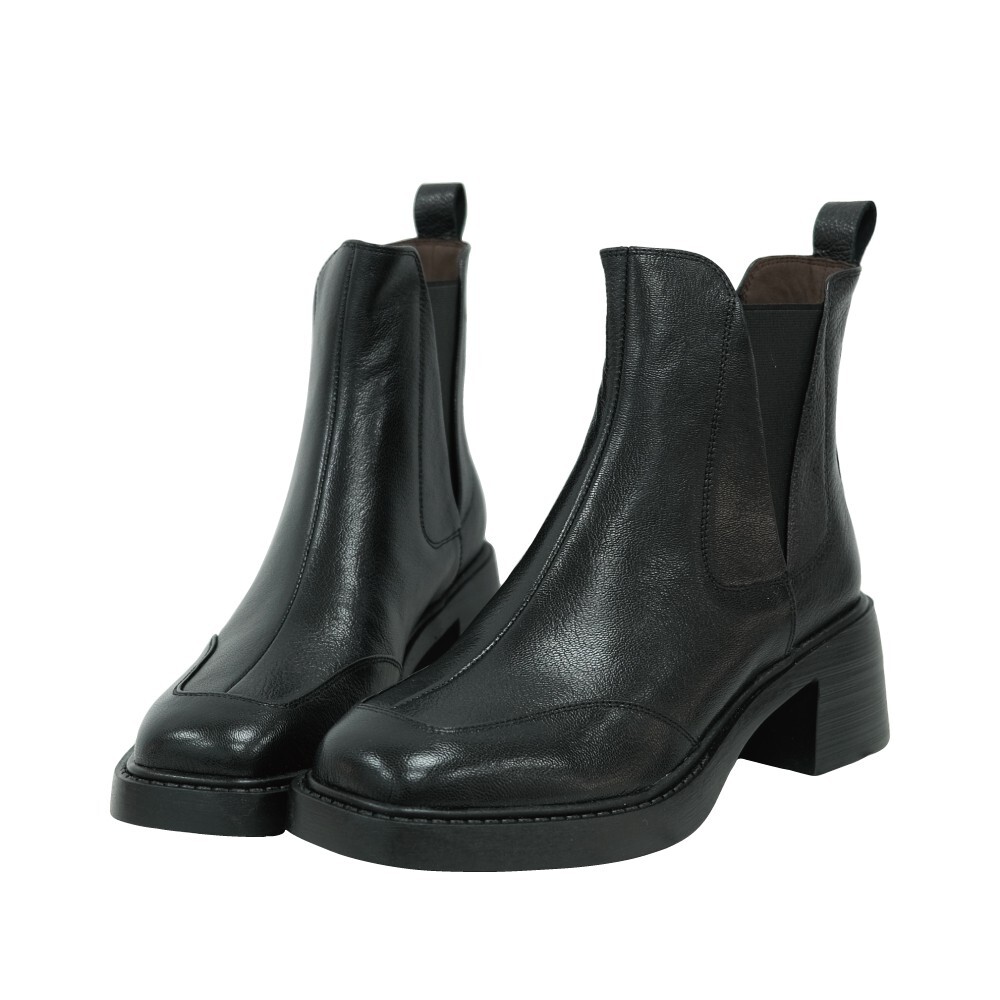 (現+預) 經典方頭V口短靴 -2色