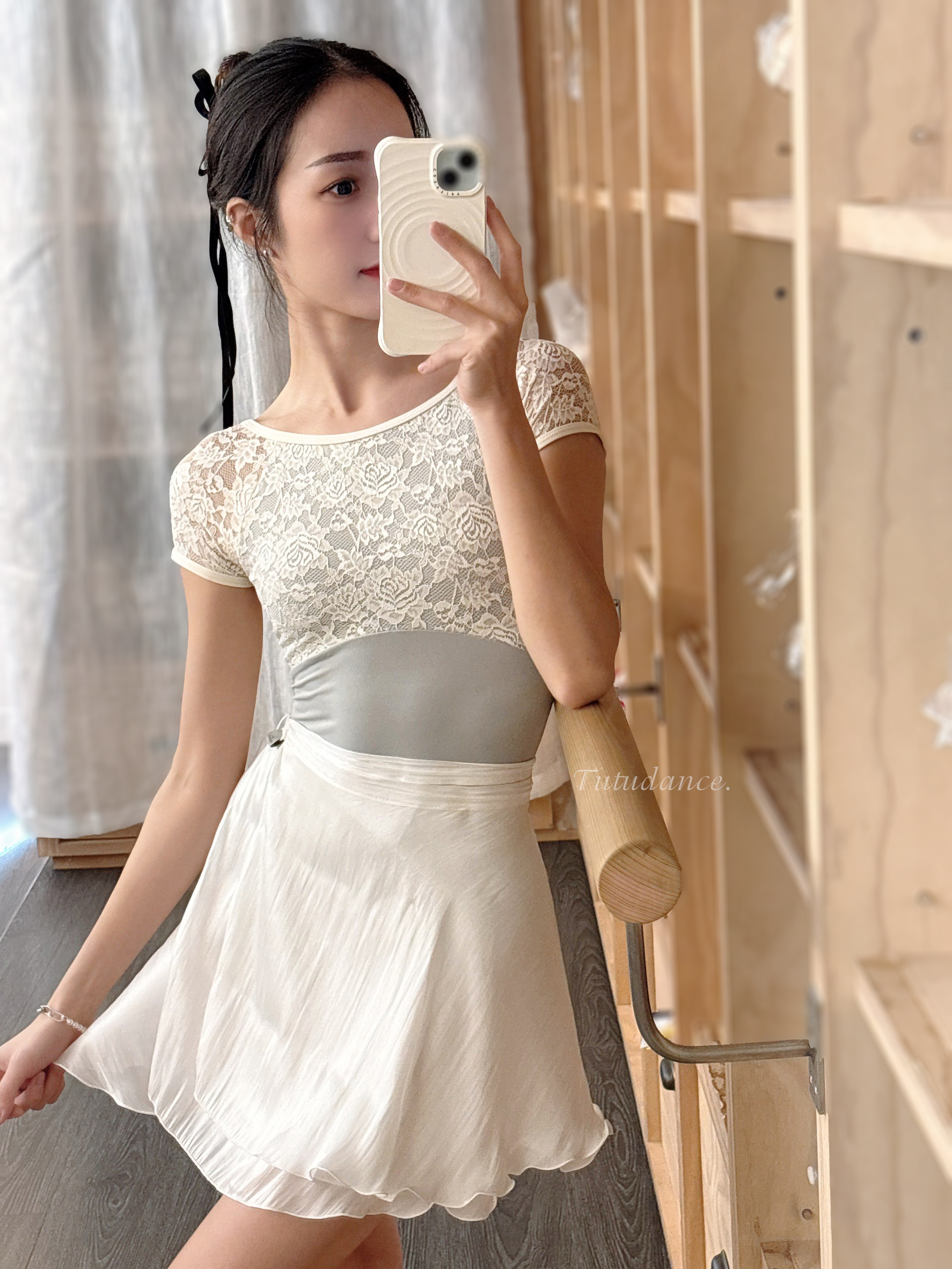 韓國eflora【EB-EF5325 蕾絲小包袖舞衣】可放胸墊