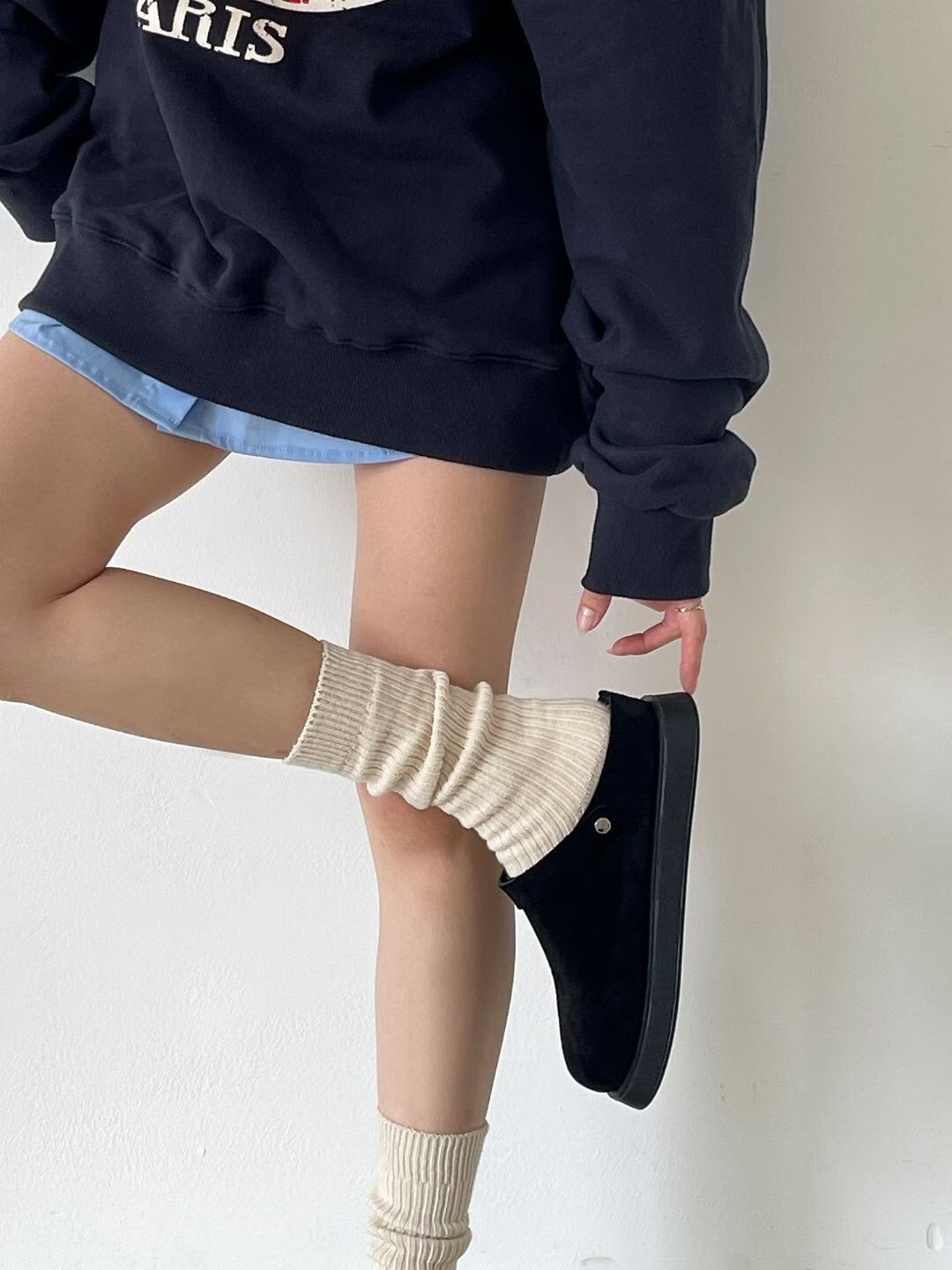 秋冬牛皮質感後勾帶穆勒鞋勃肯鞋 / 2色