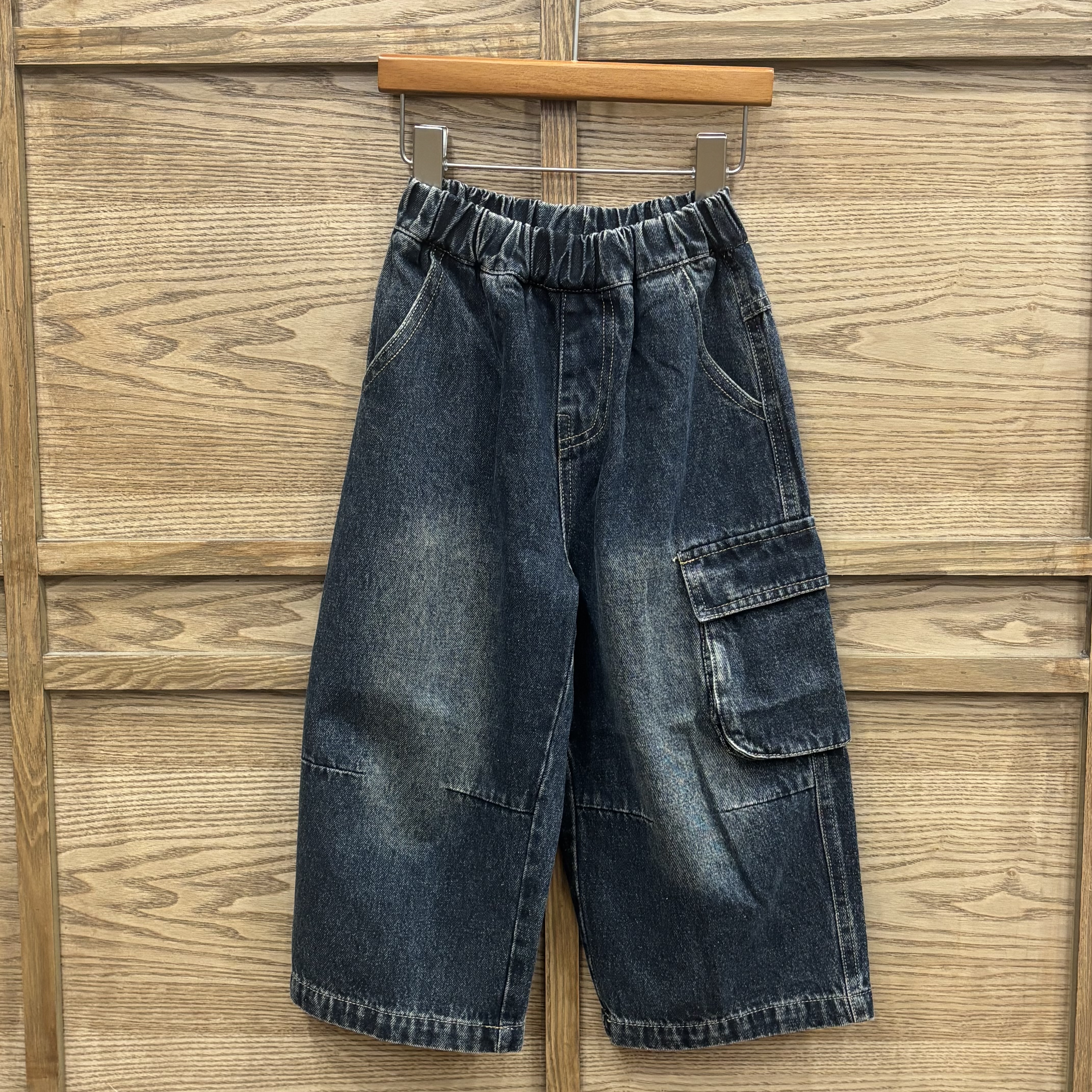 A03040深藍作舊牛仔褲