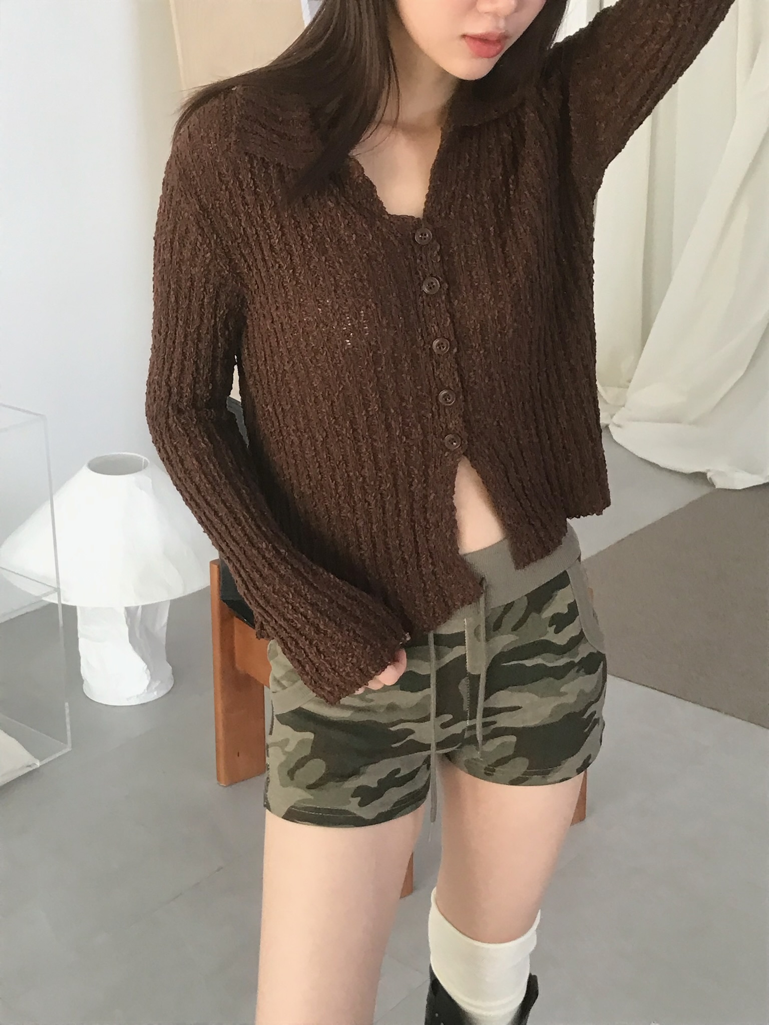 Collar Ribbed Cardigan #罩衫　（黑售完不補）