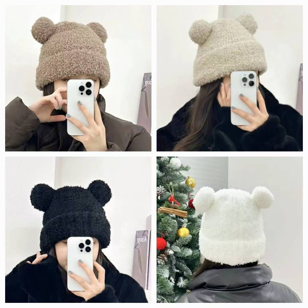 BN5352 熊啤啤羊羔毛冷帽