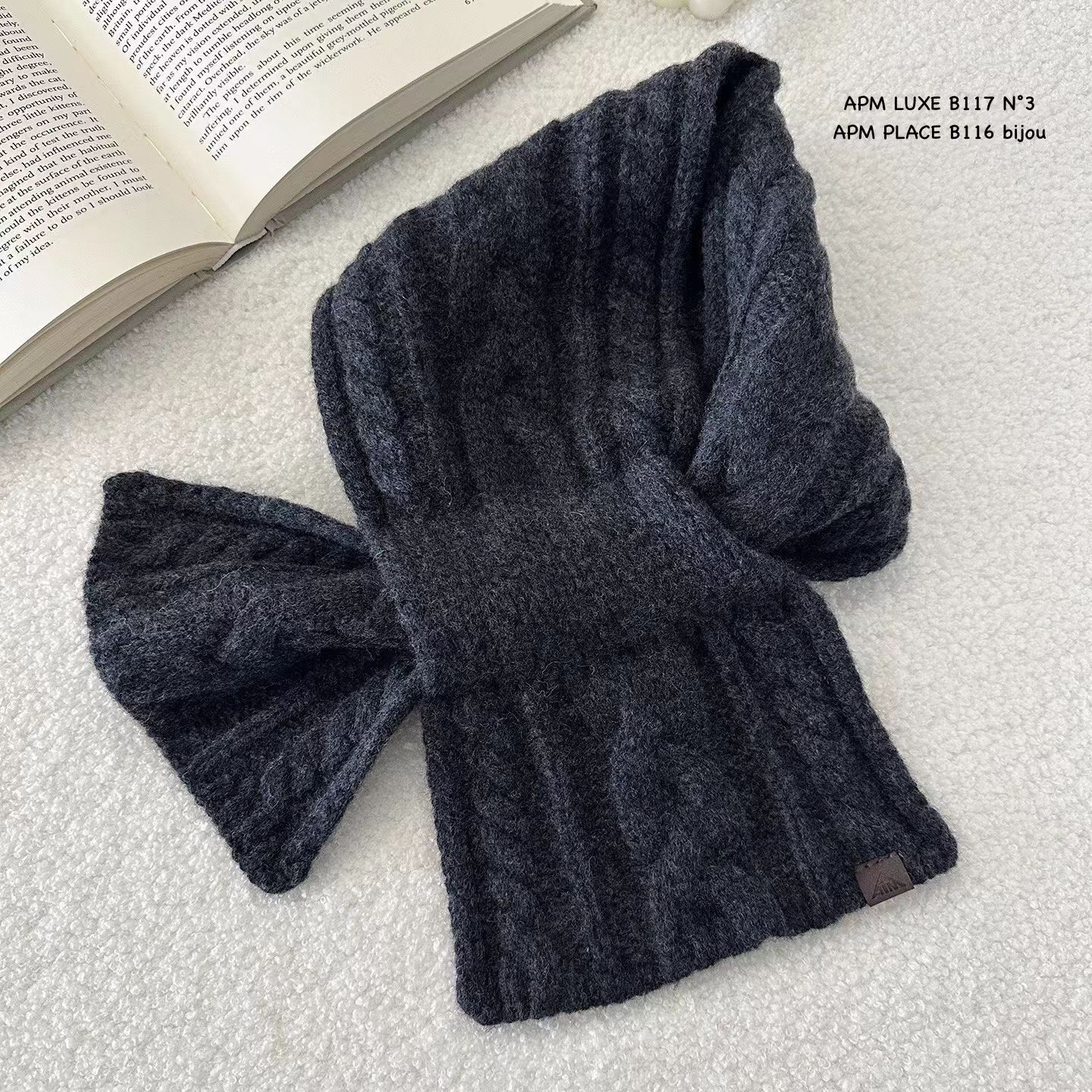 BN5353 羊毛麻花針織短圍巾