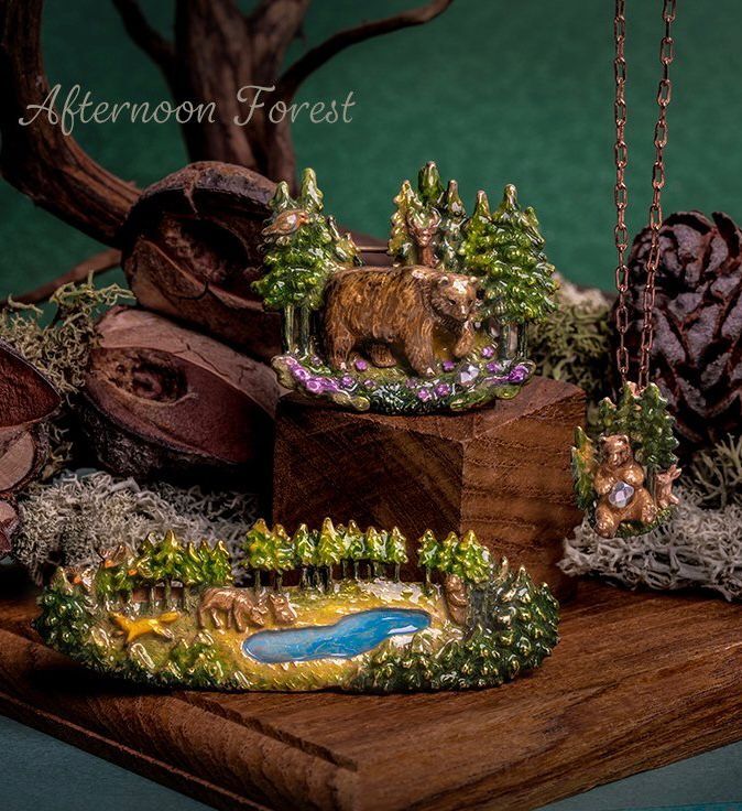 午後的森林頸鏈/胸針/髮夾