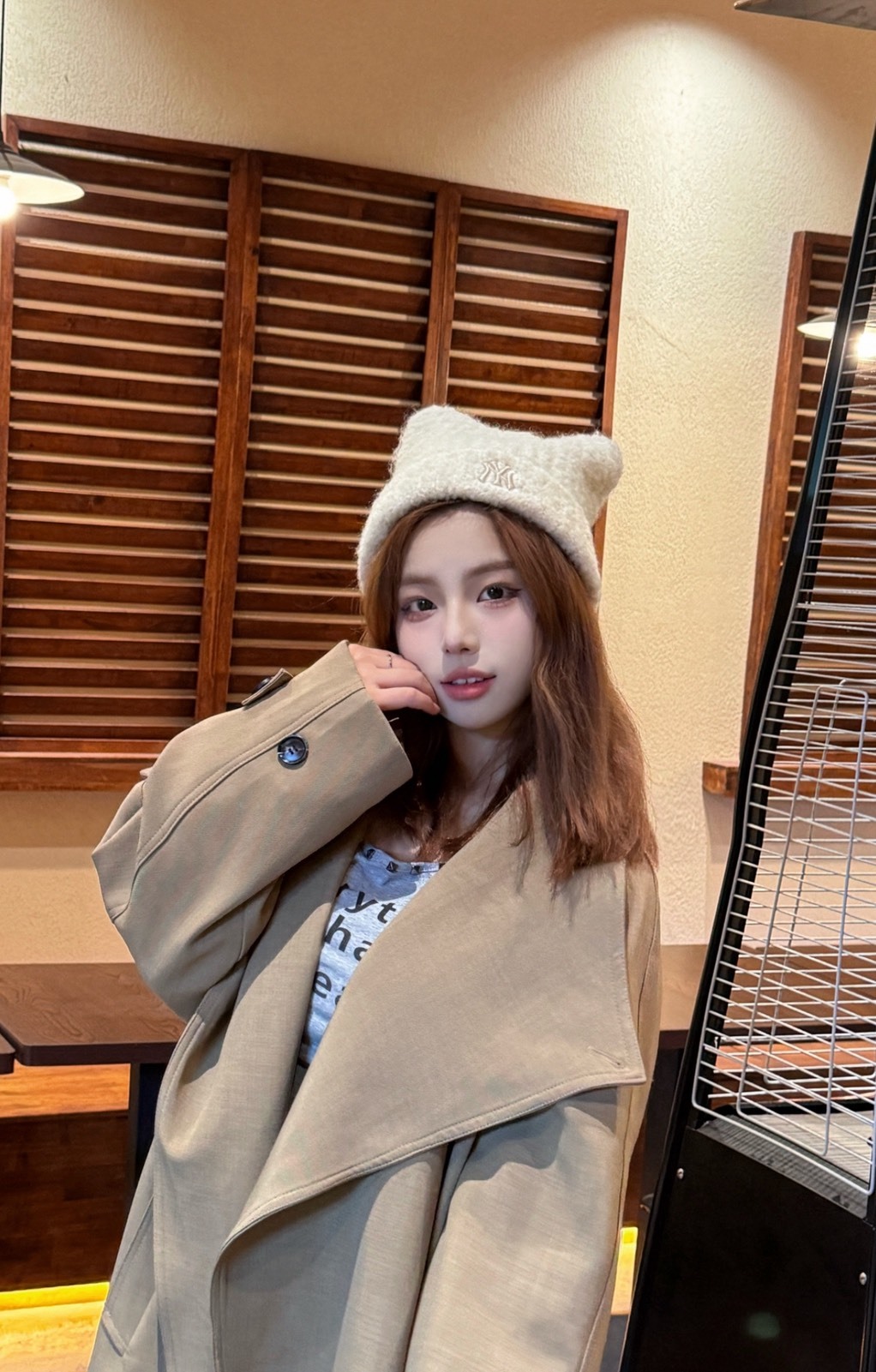 MLB 貓咪耳朵毛帽 白色款