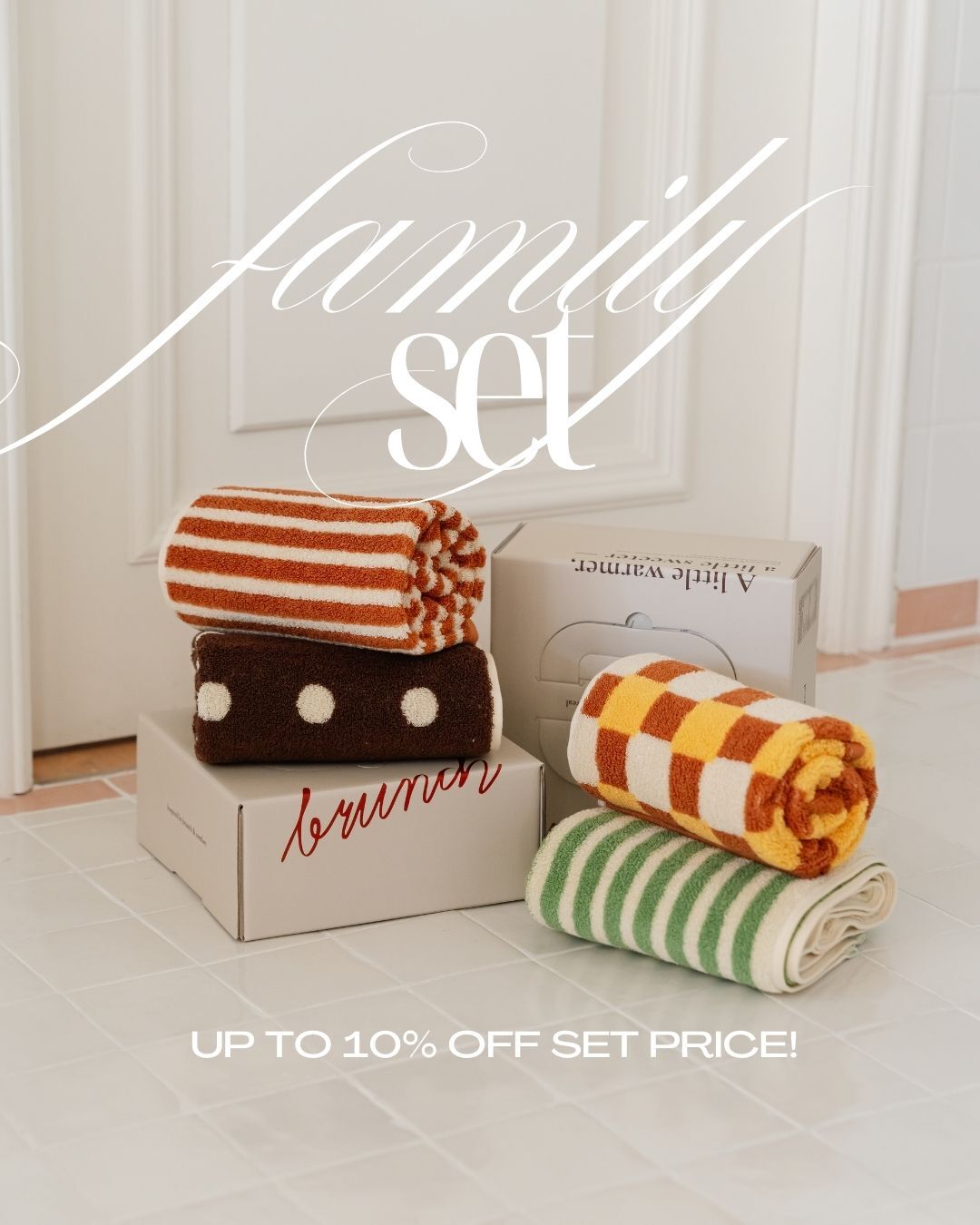 DEAREAL｜Family set （Brunch towel 4pcs + Hotel Towel 2pcs + Hotel Hand Towel 2pcs + Bath Towel 2pcs)