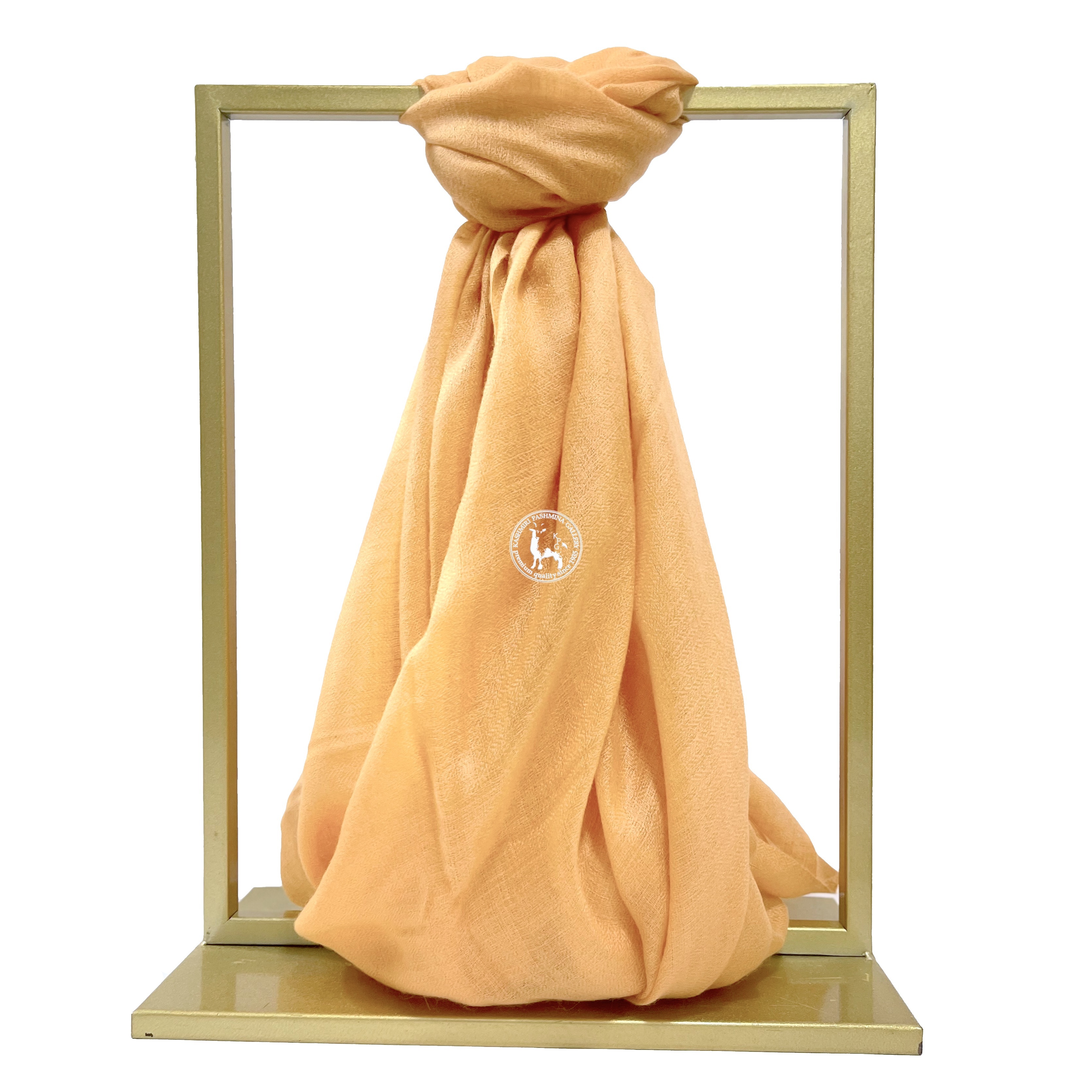 蜜橙色手工編織喀什米爾頸部羊絨披肩圍巾