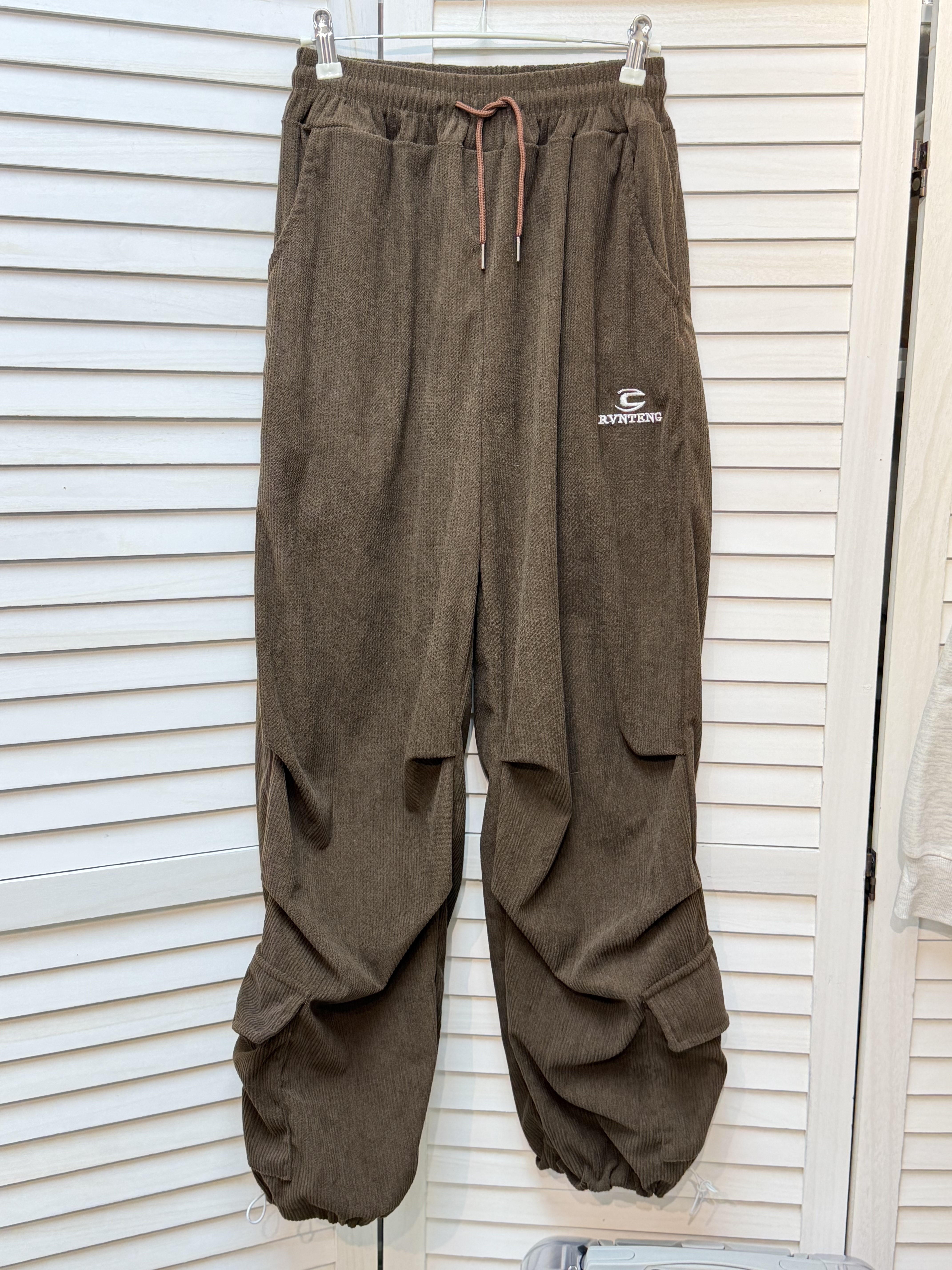 G45 韓國 啡色燈芯絨闊褲 腰24-42 HIP50 長40