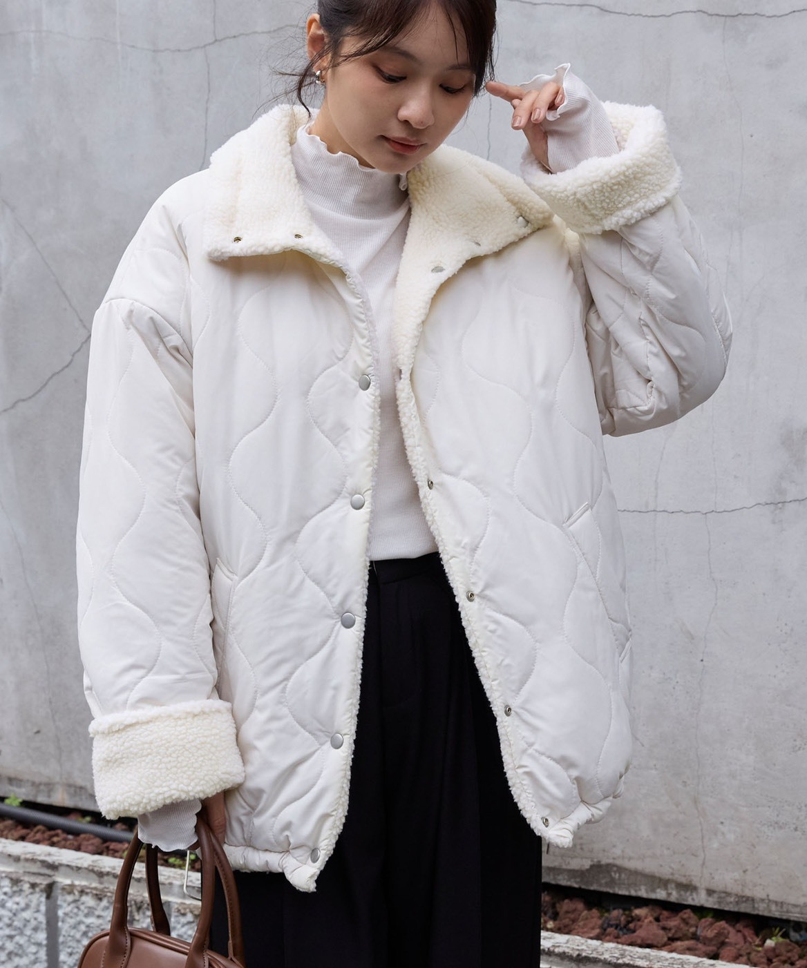 <比黑五還扯>日本 Mono Mart 菱格紋 雙面穿 毛絨 長袖 外套 四色