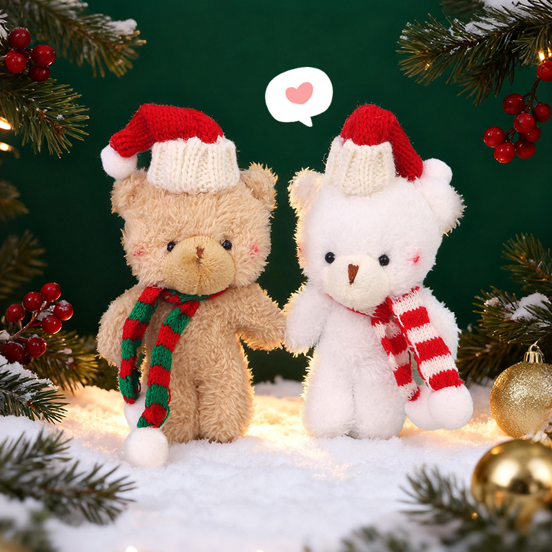 【台灣現貨速發】腮紅小熊 聖誕帽小熊 泰迪熊玩偶 小熊 聖誕節