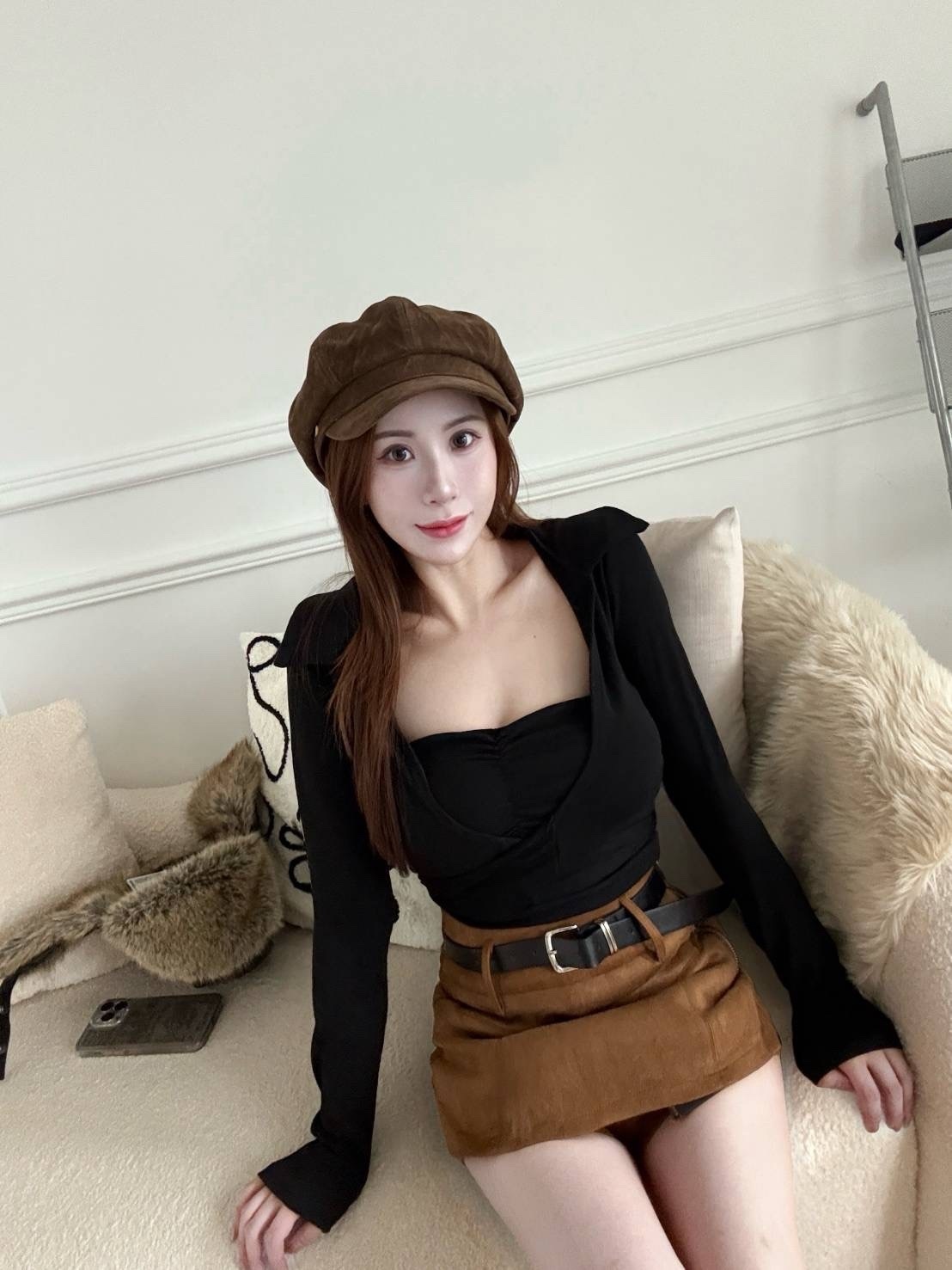 🇹🇼桃心胸墊平口Bra Top +立領綁結上衣set