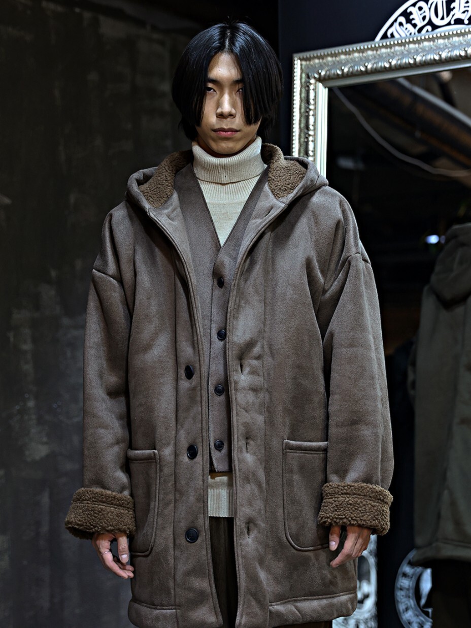 捲邊羊毛野馬連帽外套