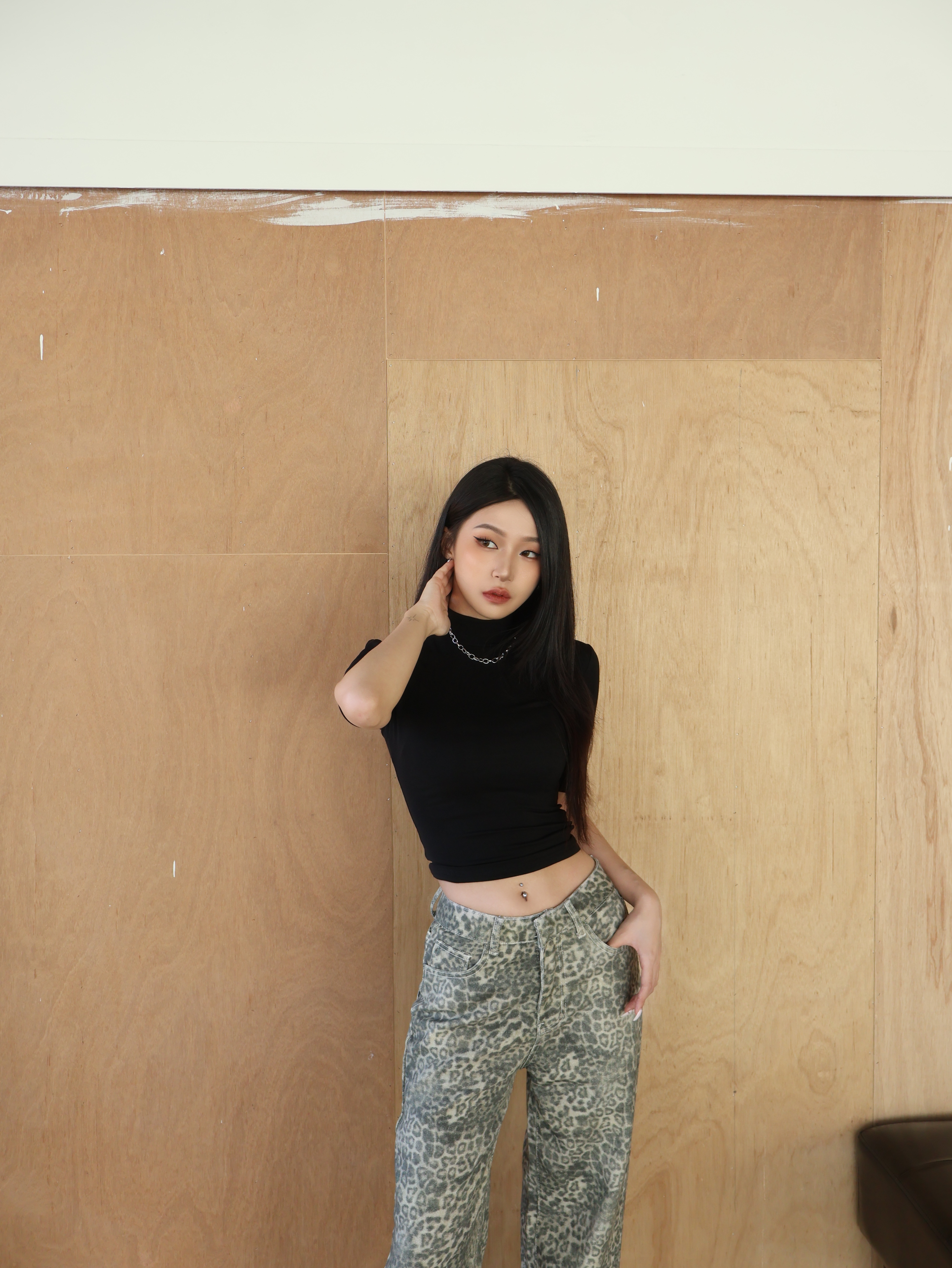 小高領短版五分袖