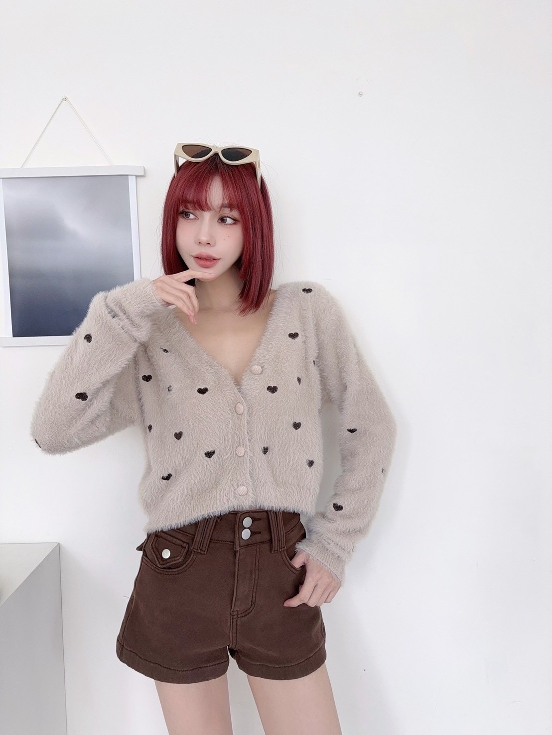 🇹🇼巨Q毛毛愛心刺繡撞色外套