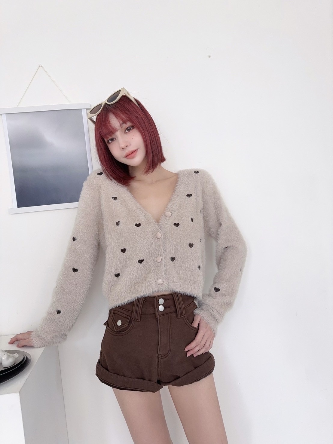 🇹🇼巨Q毛毛愛心刺繡撞色外套