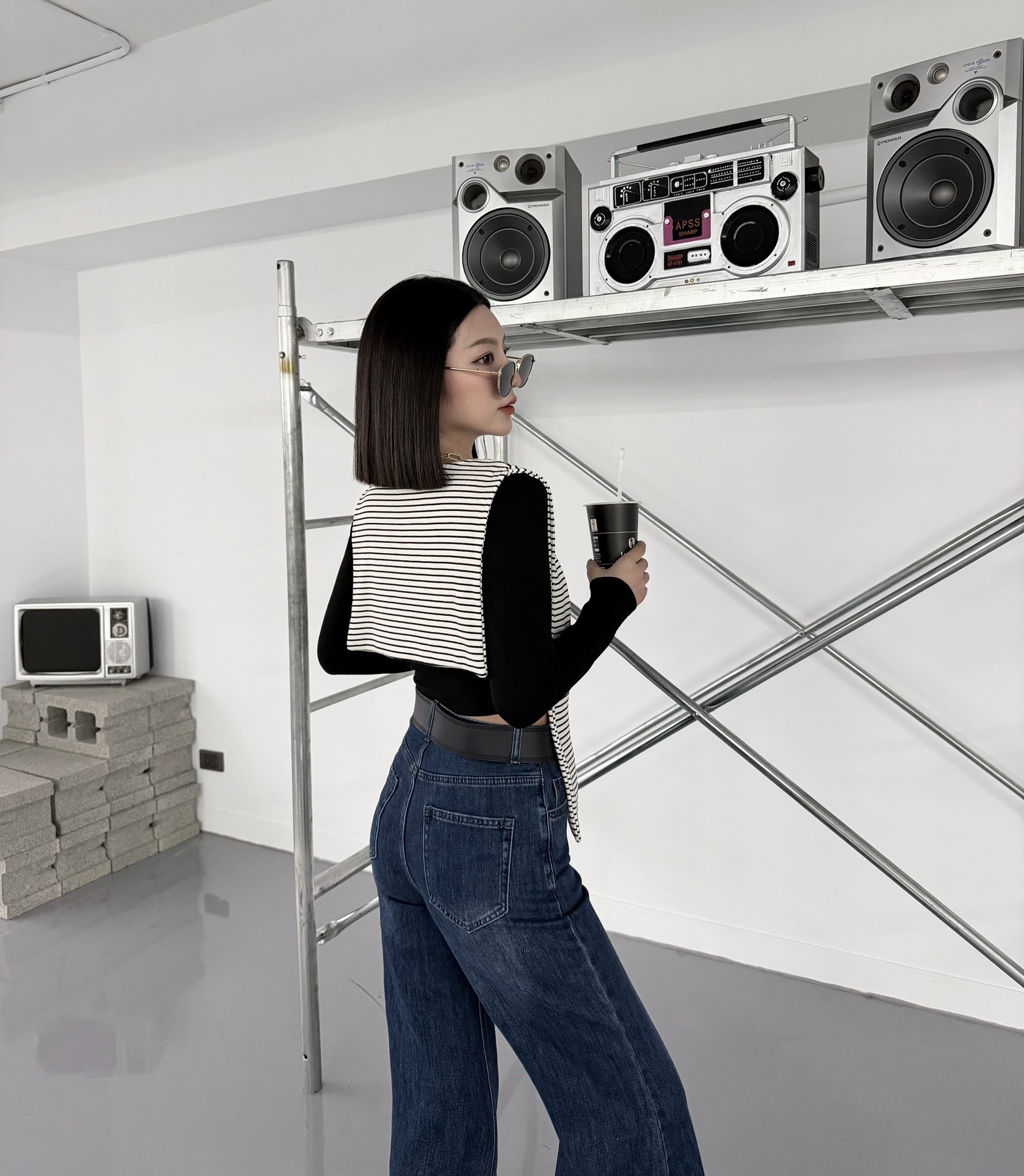 🇹🇼排釦方領假披肩長袖上衣