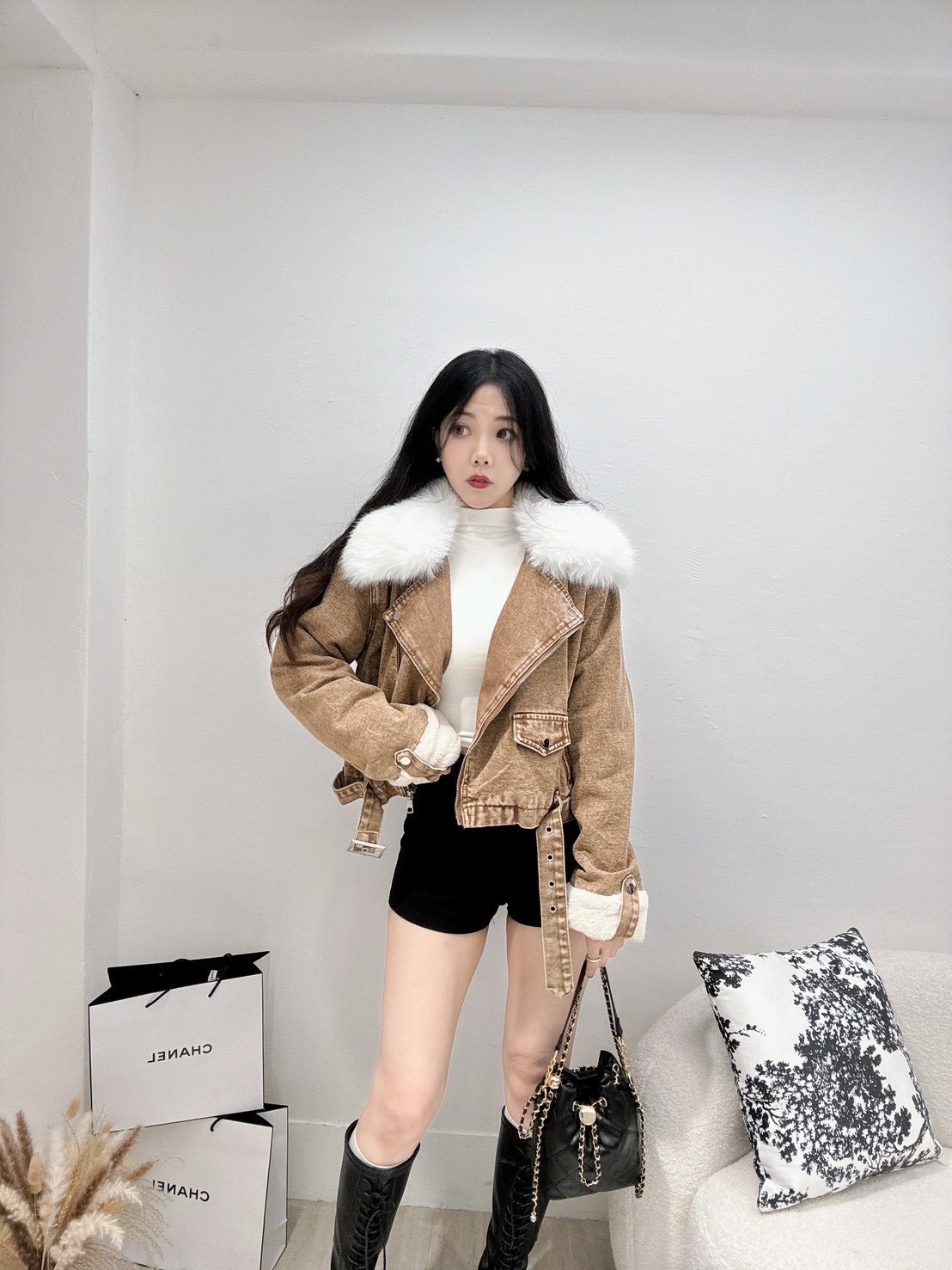 🇹🇼毛領刷絨牛仔外套