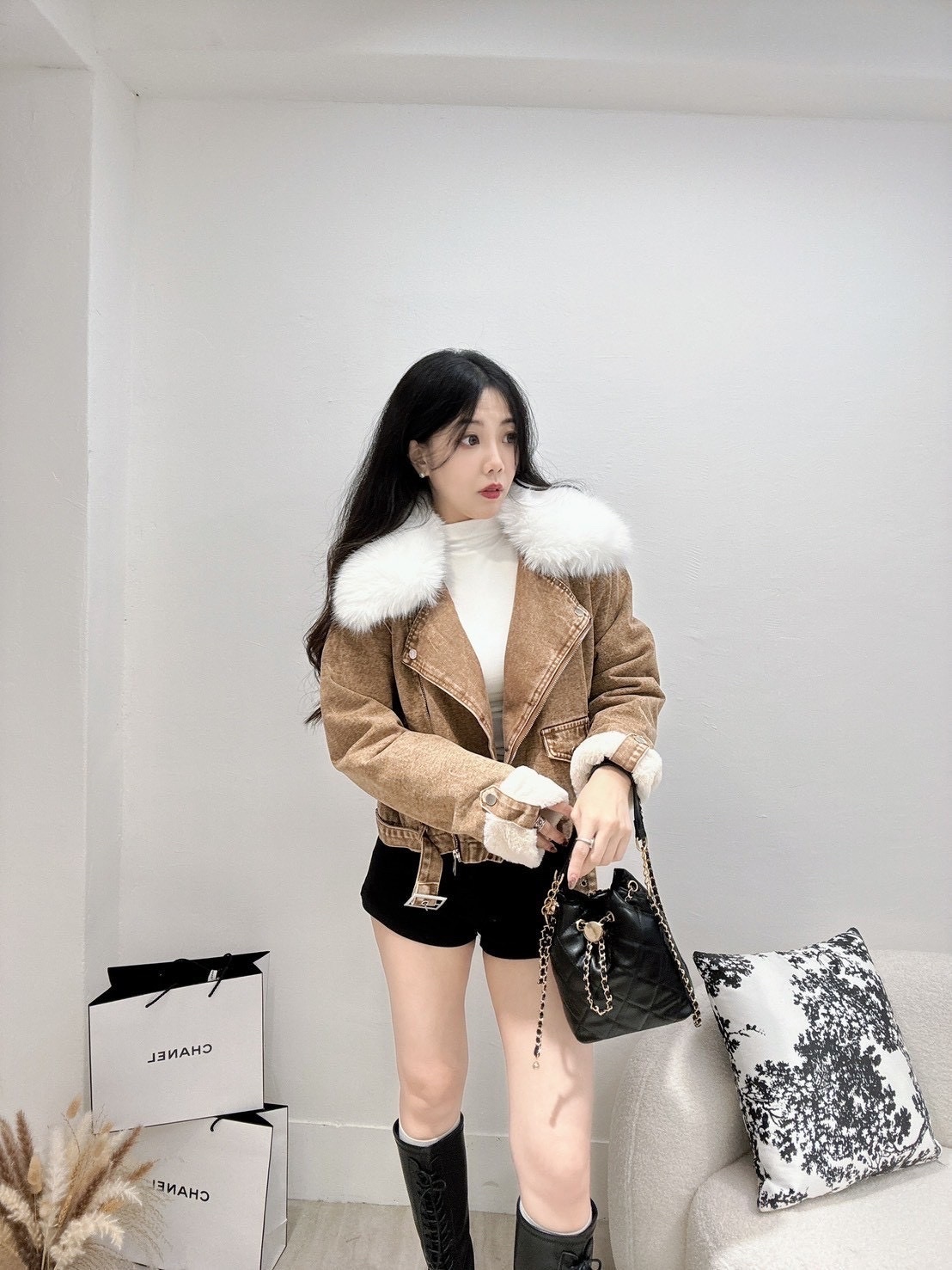 🇹🇼毛領刷絨牛仔外套