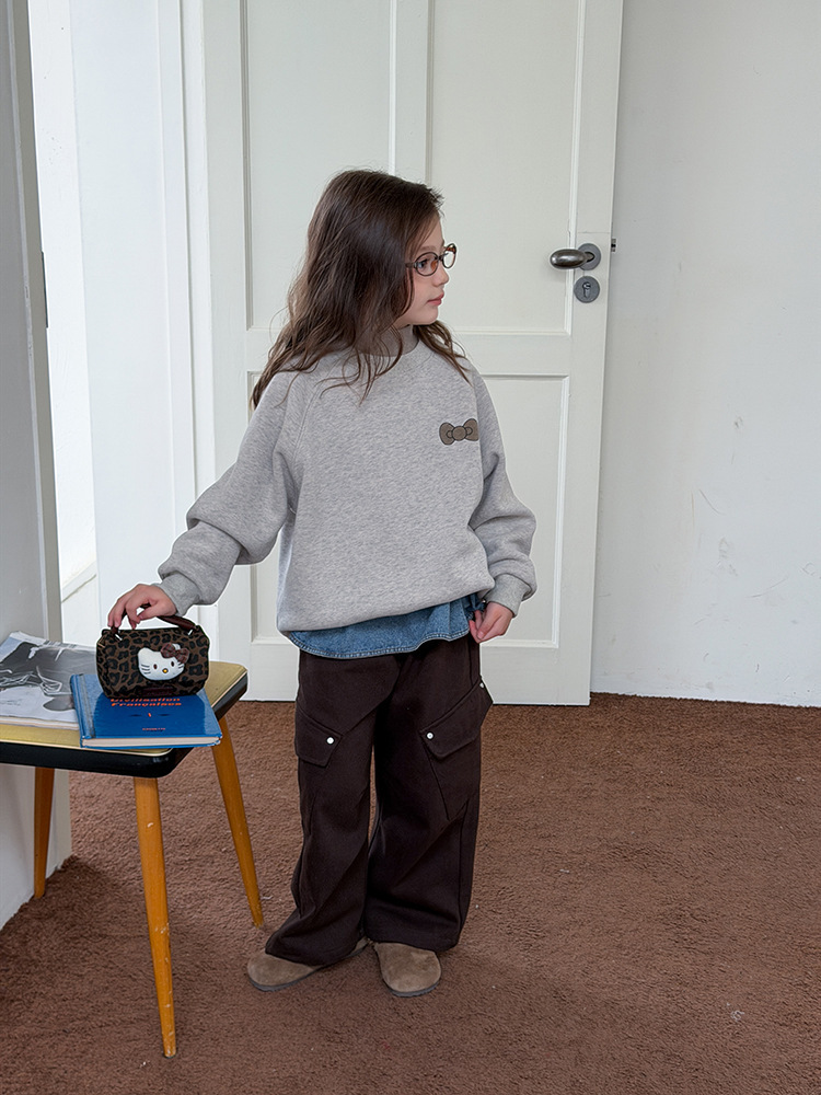 【加絨款】灰色KT 女孩款大學T 90-170cm