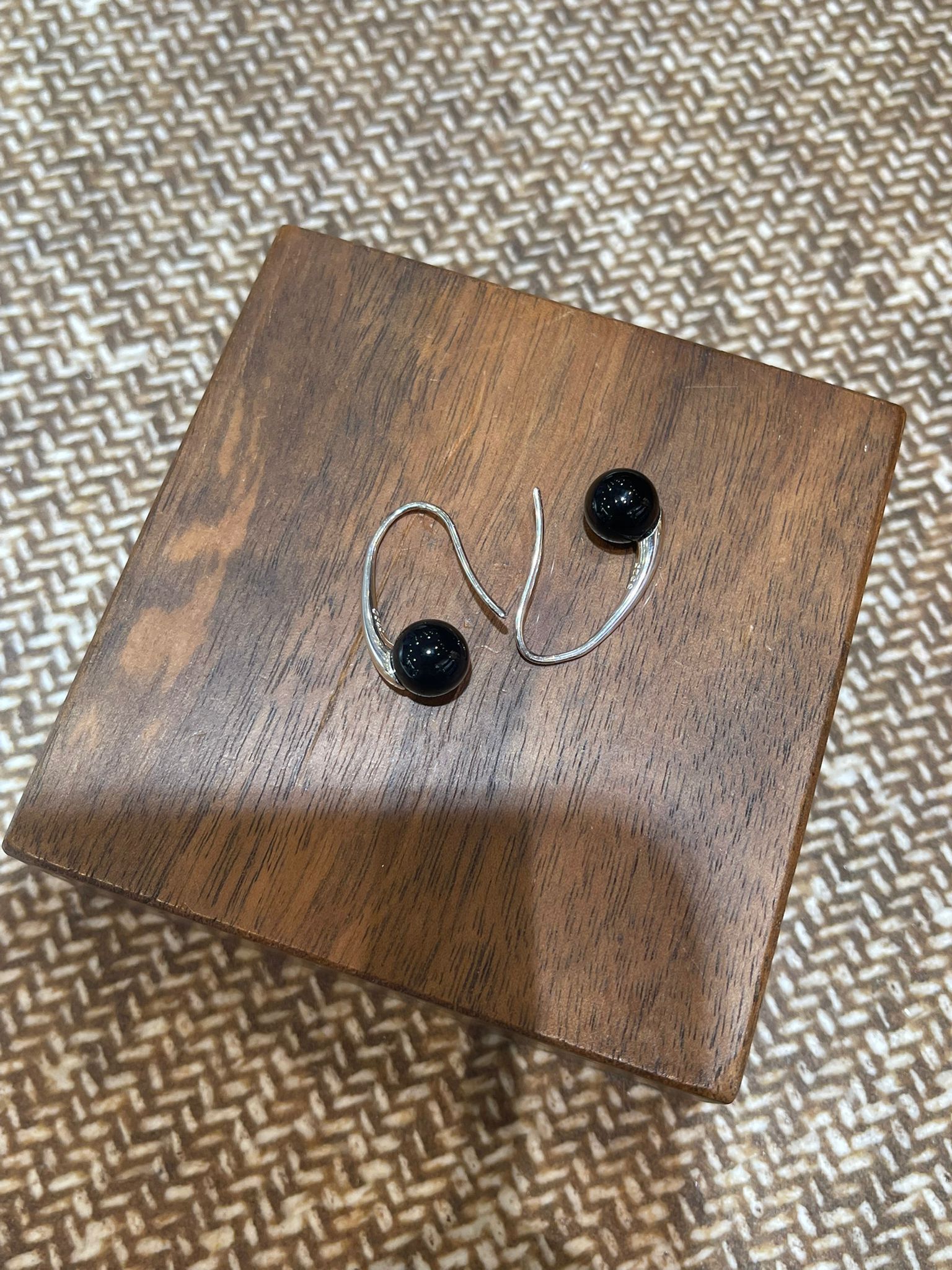 sl1233/C字形黑珍珠耳環