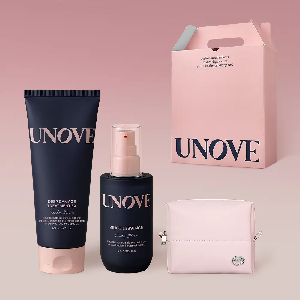 UNOVE 蠶絲蛋白深層修護髮膜精油套組 (溫柔花香限定版)