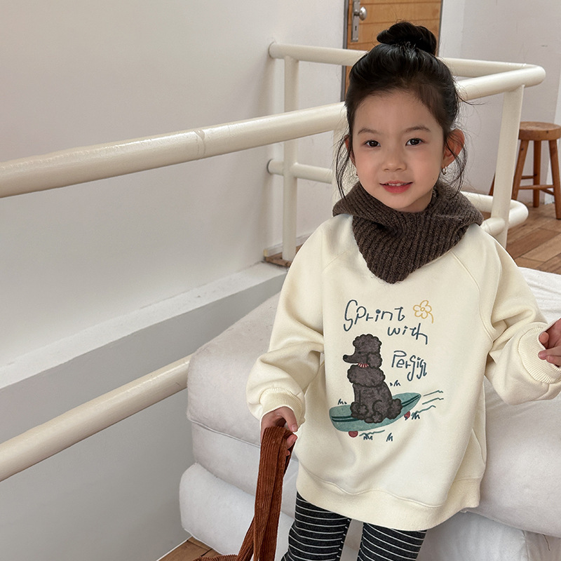 【加絨款】米白貴賓 女孩款大學T 90-170cm