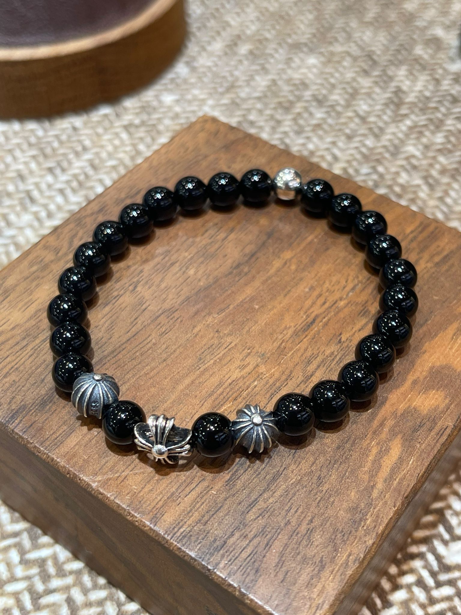 sl1239/南瓜黑銀珠手鏈