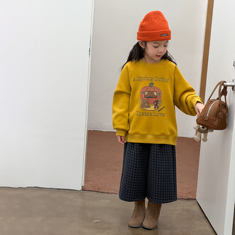 【加絨款】黃色南瓜 女孩款大學T 90-170cm