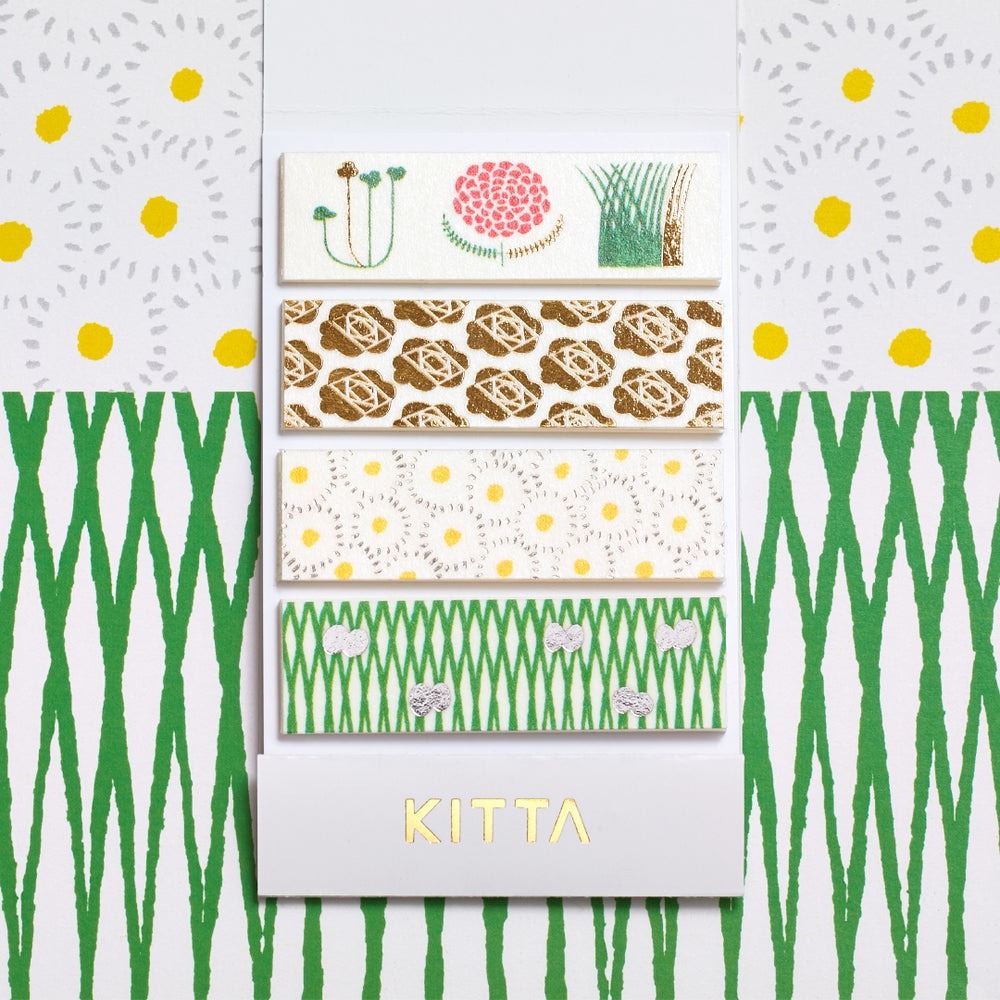 花 銀箔 箔壓款 KITTA 隨身攜帶和紙膠帶 KITL003｜日本KING JIM