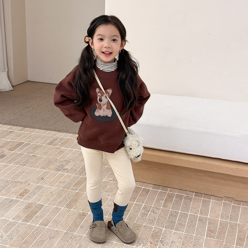 咖色狗狗 女孩款大學T 9款 90-170cm