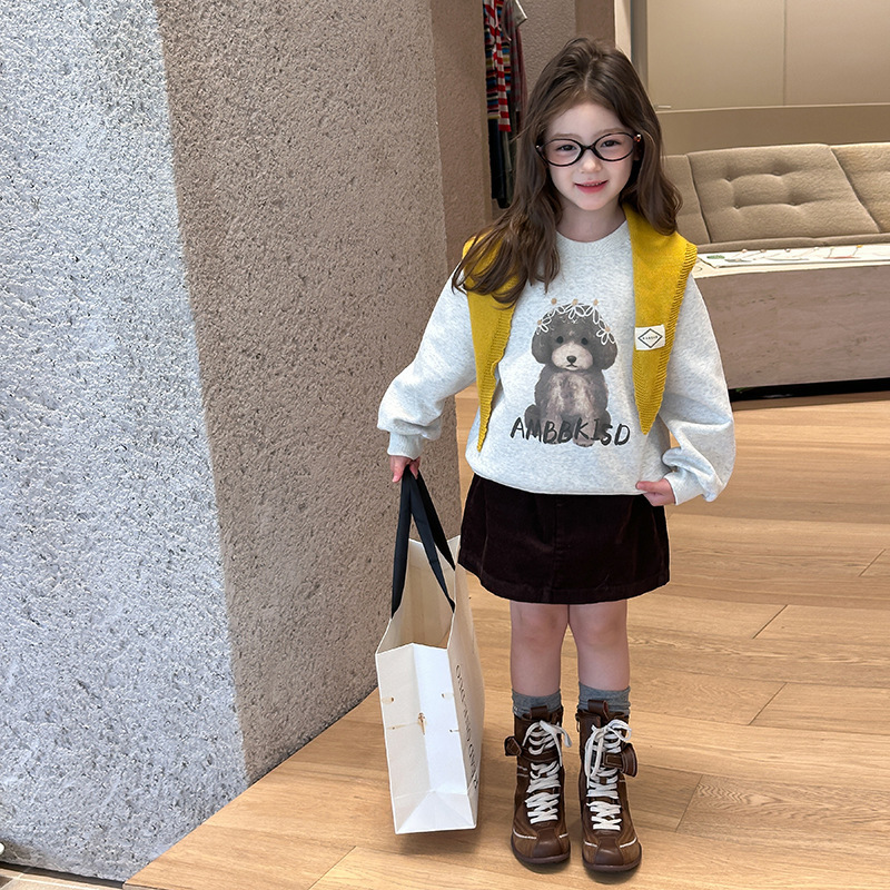 花灰狗狗 女孩款大學T 9款 90-170cm