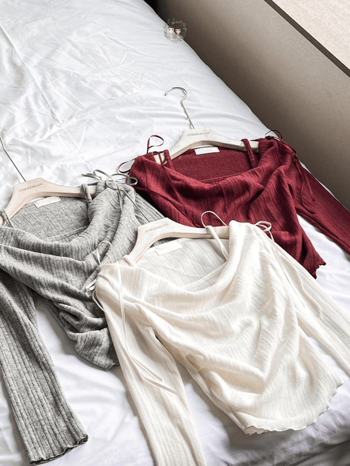 Ribbon On Shoulder Cowl Neck Top〈🇰🇷DAY 2〉