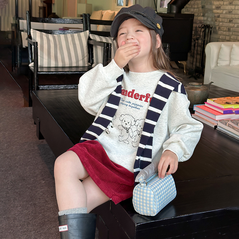 花灰狗狗 女孩款大學T 9款 90-170cm