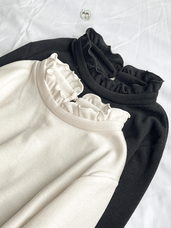 Ruffle Neck Basic Long Sleeve Top〈🇰🇷DAY 3〉