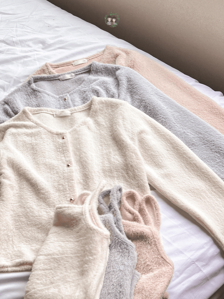 Mochi 軟軟毛毛磨砂金鈕Top Set〈🇰🇷DAY 2〉