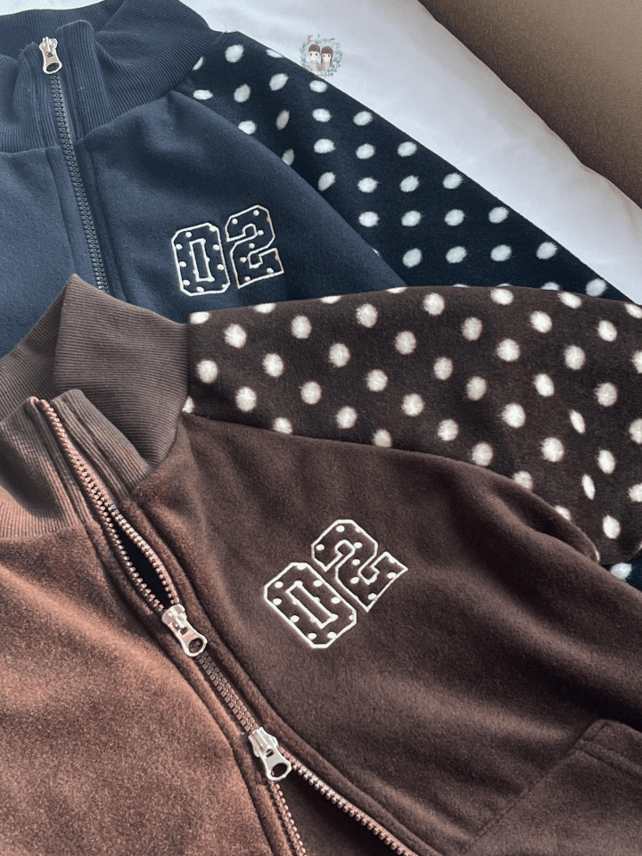 波點袖No.02抓毛雙拉鍊外套〈🇰🇷DAY 3〉