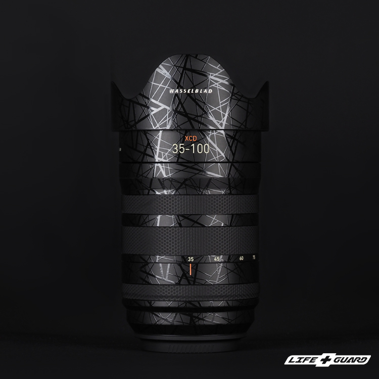 LIFE+GUARD 鏡頭貼膜安裝示意，適用 Hasselblad XCD 35-100mm F2.8-4 E