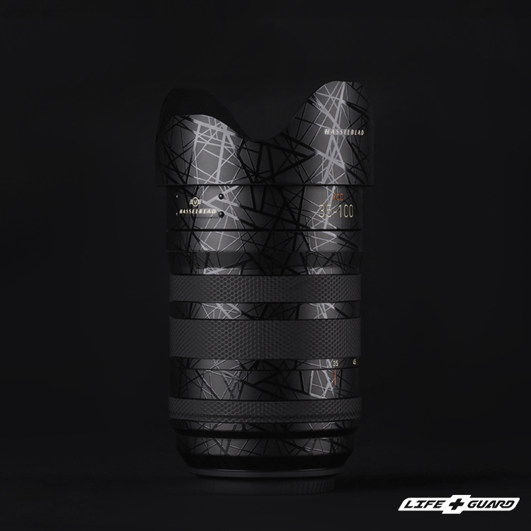LIFE+GUARD 鏡頭貼膜安裝示意，適用 Hasselblad XCD 35-100mm F2.8-4 E