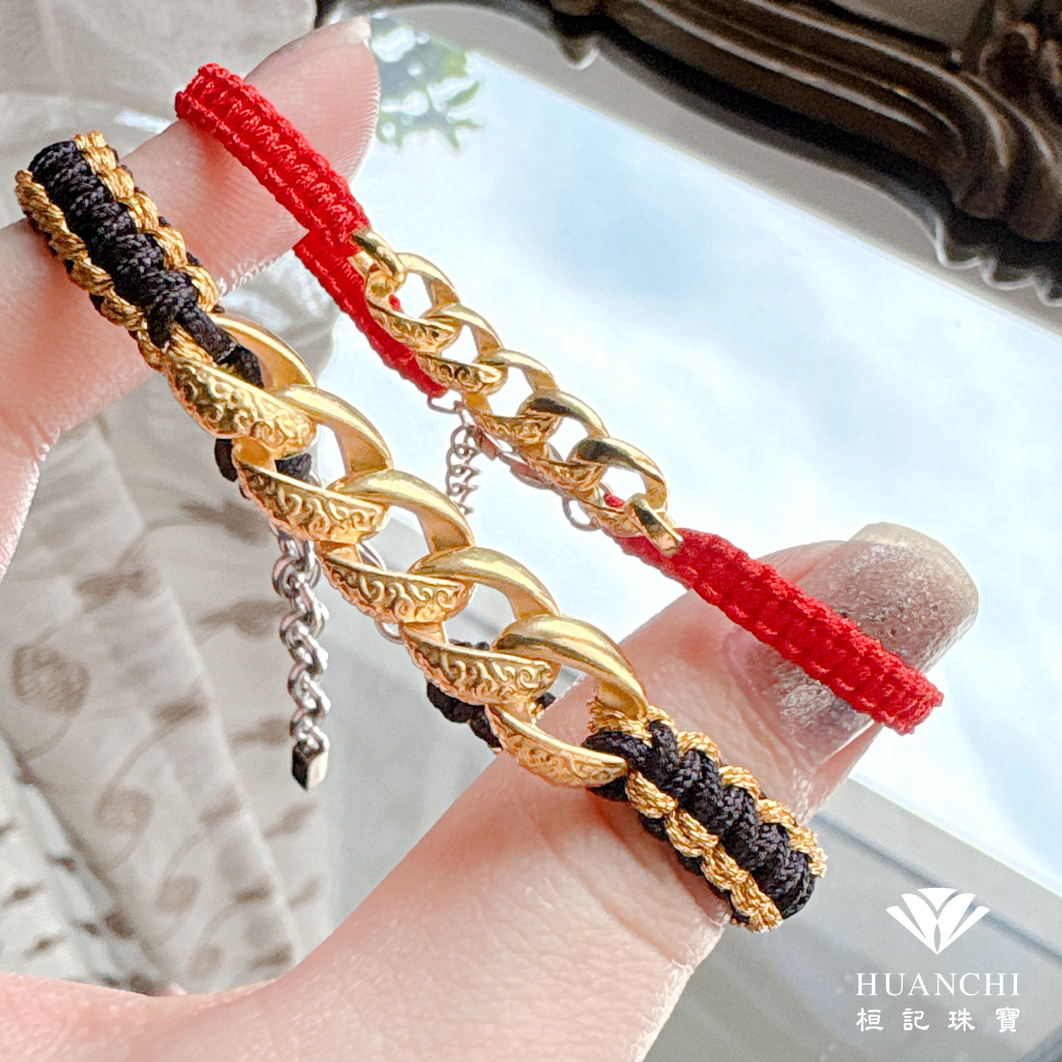 永恆鍊情(卷草紋) 情侶編織金手鍊