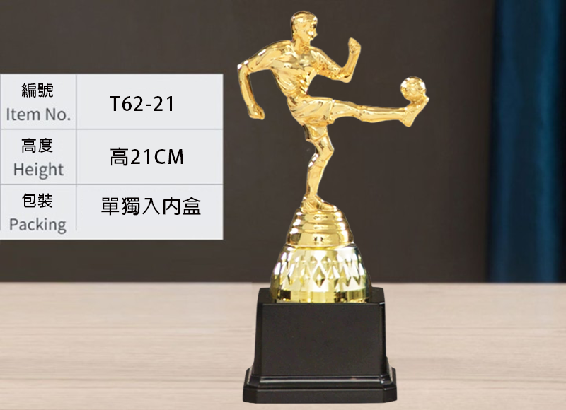 訂製足球黑底獎盃 升級送彩色排版金貼 T62