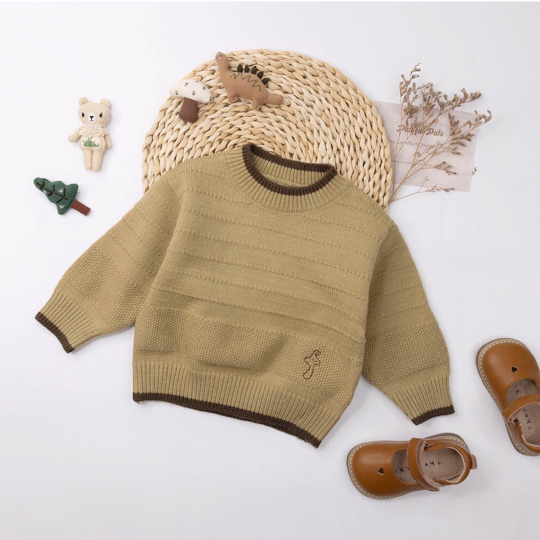 【H55685】質感圖案刺繡針織毛衣