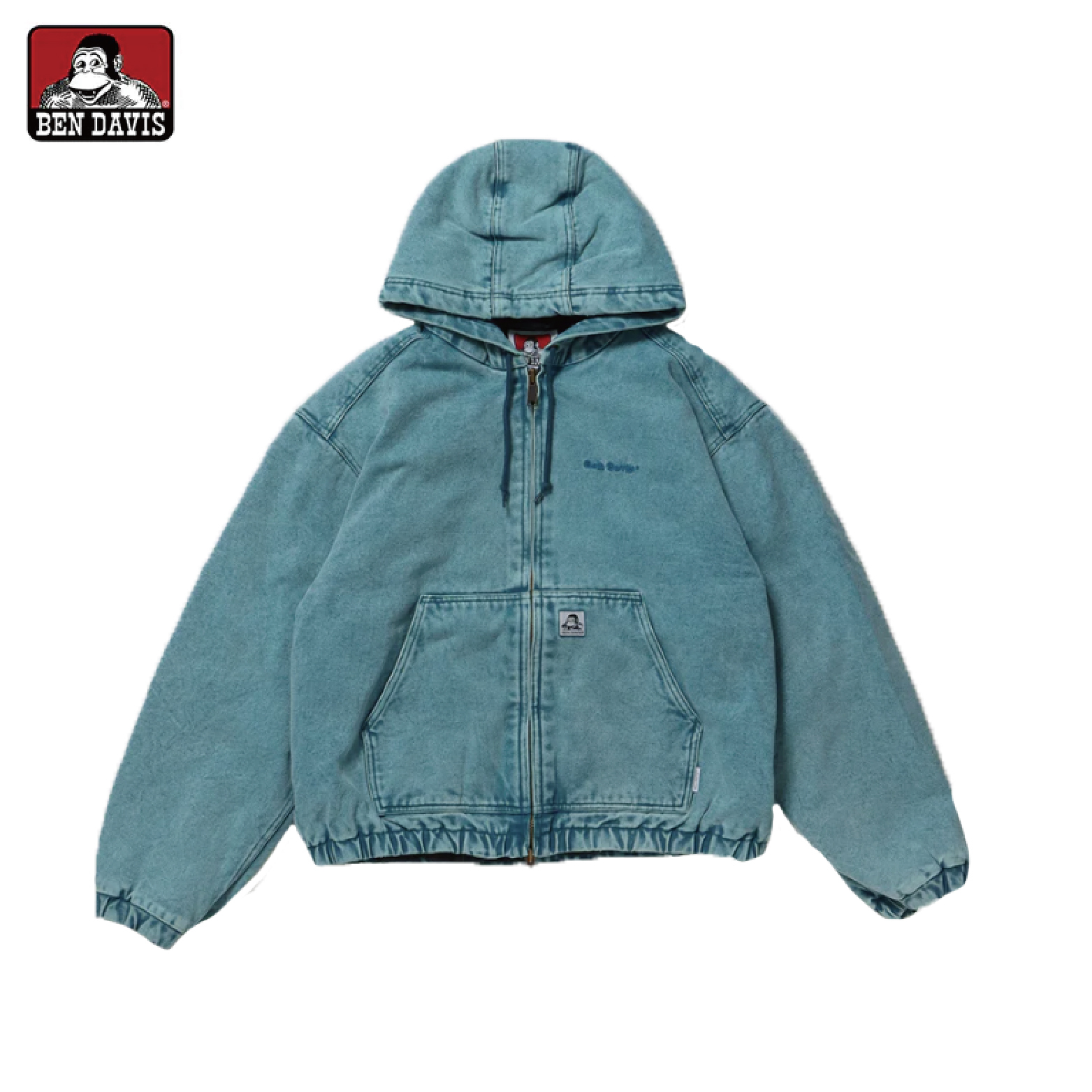 【 BEN DAVIS | 刷舊派克連帽外套 - 水藍 】