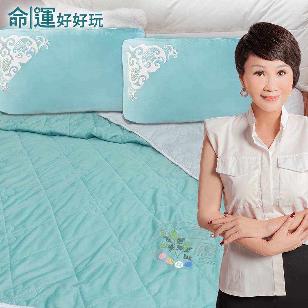 【命運好好玩】艾草冰涼被+好眠平安枕巾2入 (廠商直出、不參加免運及滿額贈優惠)