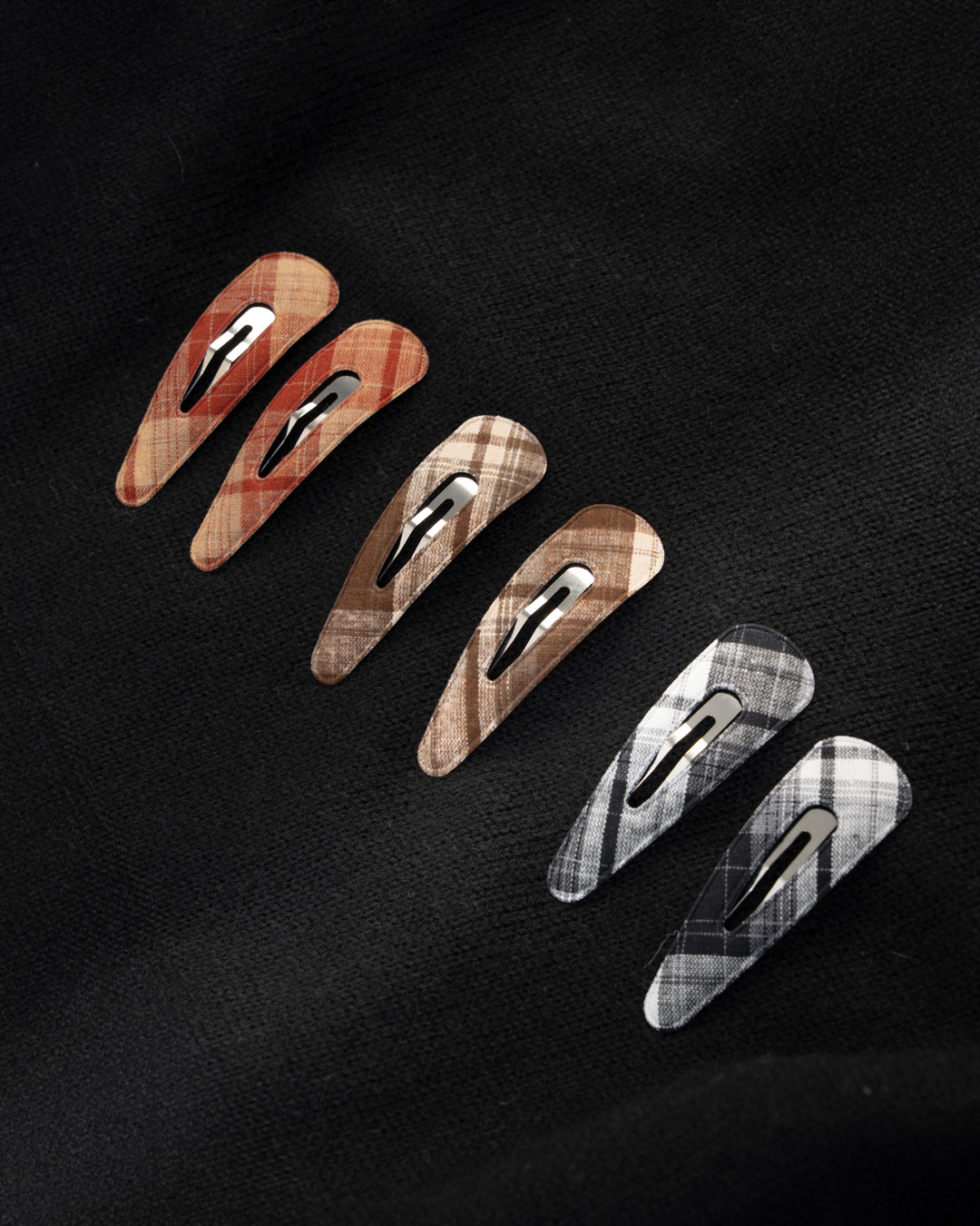Retro plaid hair clip set, available in three colors【07090426】in stock+pre-order