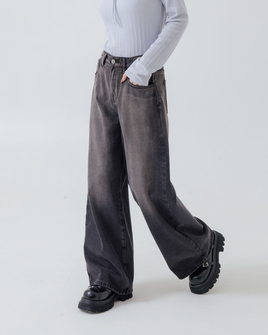 Retro washed straight leg jeans, S/M/L【04011807】in stock+pre-order