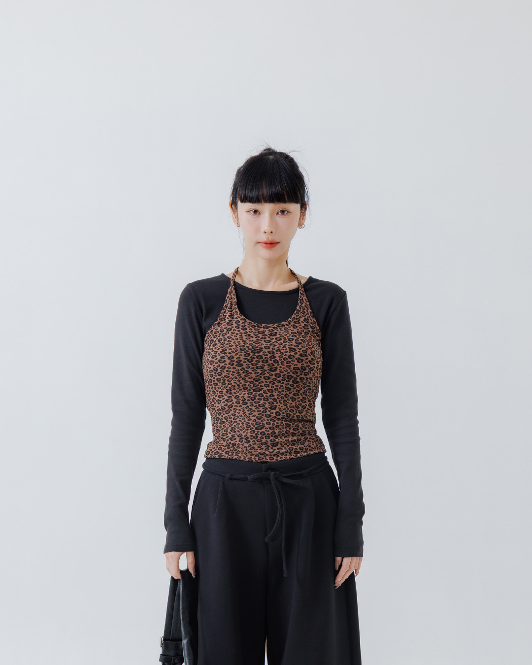 Leopard print neck tie-up vest, available in three colors, S/M【01099401】in stock+pre-order
